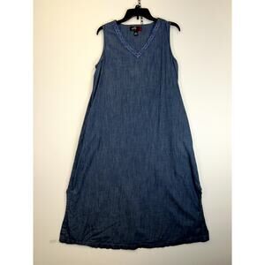 Patio Casuals Dress Women’s Medium Blue Sleeveless 100% Cotton